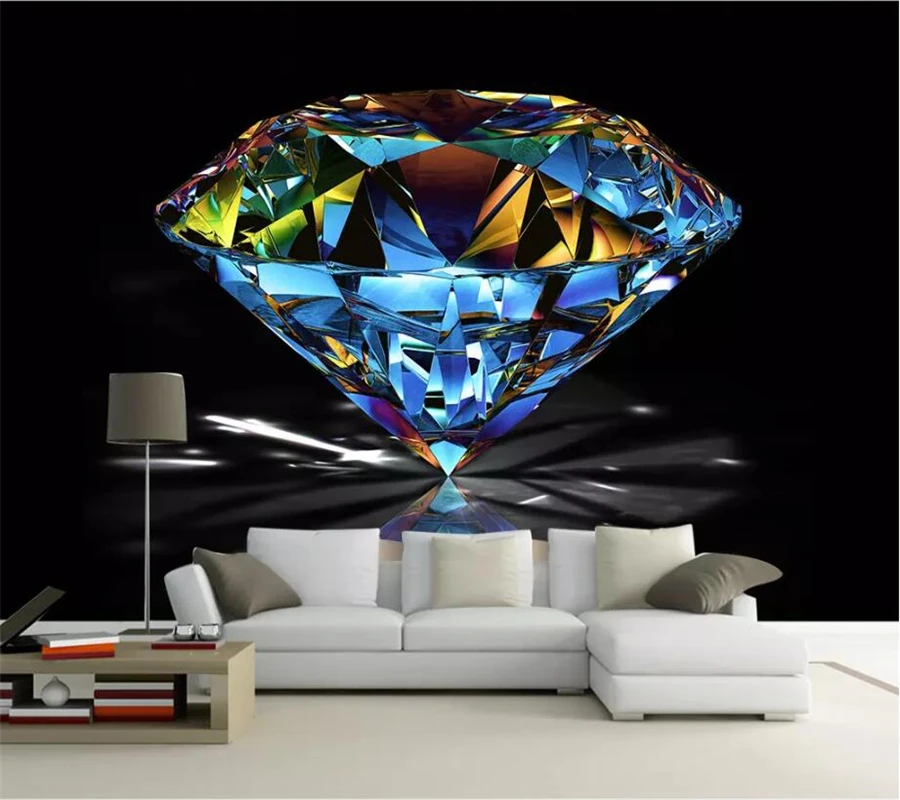 

wellyu Custom wallpaper 3d photo mural обои atmosphere colorful diamonds close-up beautiful living room TV background wall paper