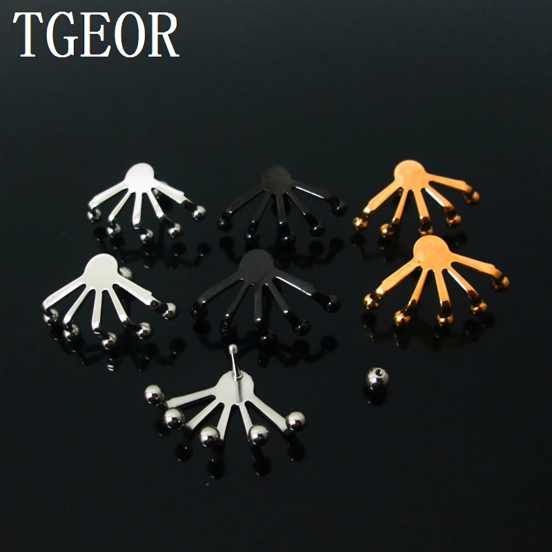 free shipping NEW ARRIVAL illusion cheaters 1 pair 1.2*6*4/(15*24)mm Stainless Steel Raker with ball piercing ear tragus earring