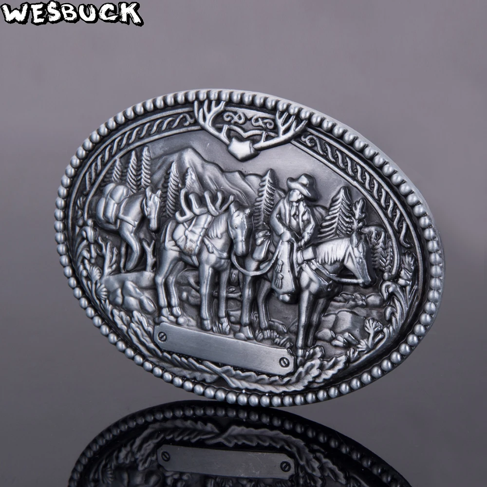WesBuck Brand Horse Hunter Belt Buckles for Men Women Animal Western Buckles Metal Cowboy Cowgirl Boucle Ceinture