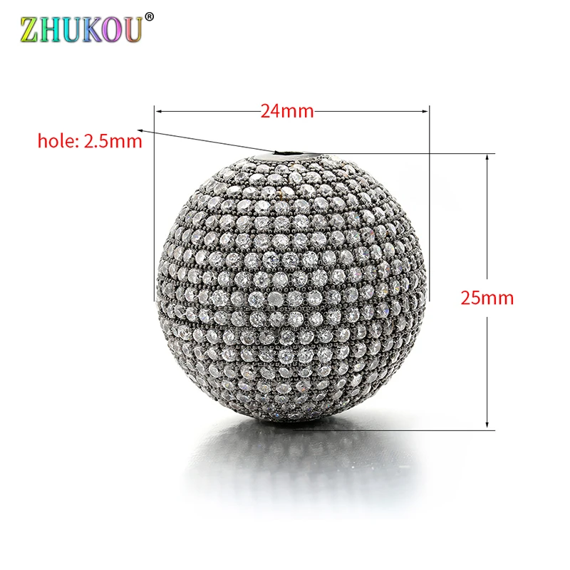 24*25mm New Fashion Brass Cubic Zirconia Oval Beads for DIY Jewelry Accessories Making, Round shape Hole: 2.5mm, VZ183