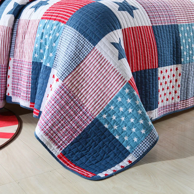 طقم لحاف مطبوع 3 قطعة الحجم الكامل 200*230 سنتيمتر مبطن الفراش القطن المفرش غطاء السرير الصبي غطاء الصيف خفيفة الوزن المعزي