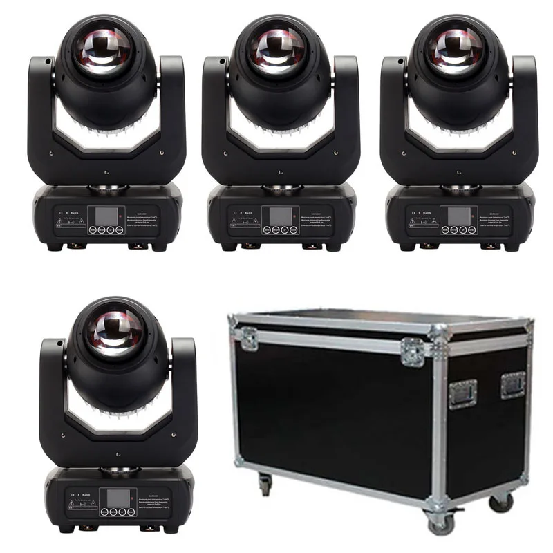 4Pcs/lot Flight Case Packing 150W LED Moving Head Gobo Effects Spot Light High Output Professional Stage Effect Lighting