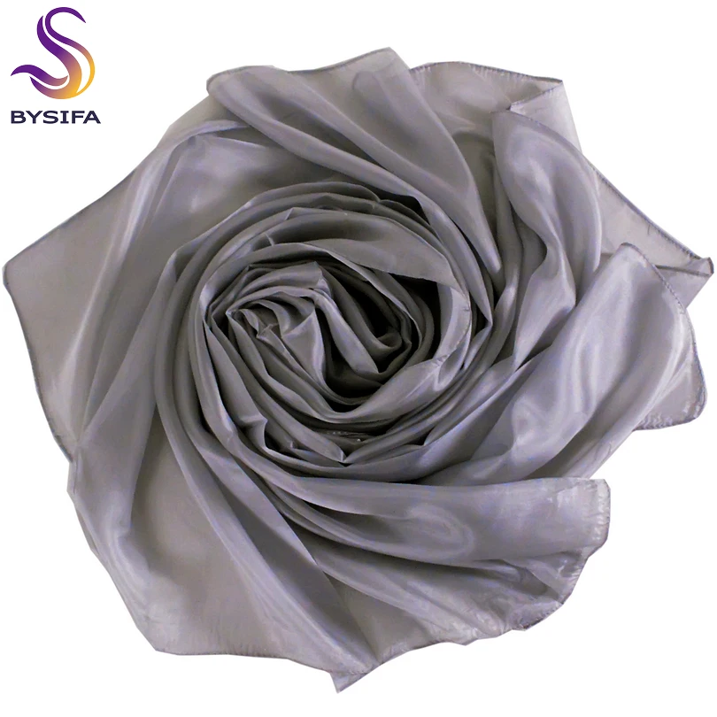 [BYSIFA] Ladies Metal Grey Silk Scarf Shawl 180*110cm Oversize Design Female Scarves Wraps Summer Sunshade Shawls Black Pink