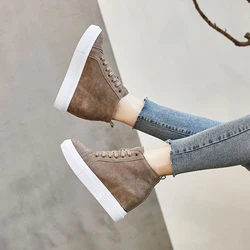 Sneakers robuste da donna 2019 scarpe con tacchi nascosti in vera pelle invernale scarpe da ginnastica calde con plateau in peluche scarpe da donna autunno