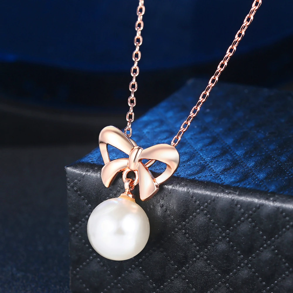 ZHOUYANG Imitation Pearl Chain Pendant Necklace for Women Fashion Jewelry Rose Gold Color 2024