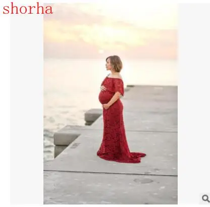 

Fashion beautiful Maternity Dresses For Photo Shooting Boat Neck pink Dress Maternty Photography Props Pregnant Dress