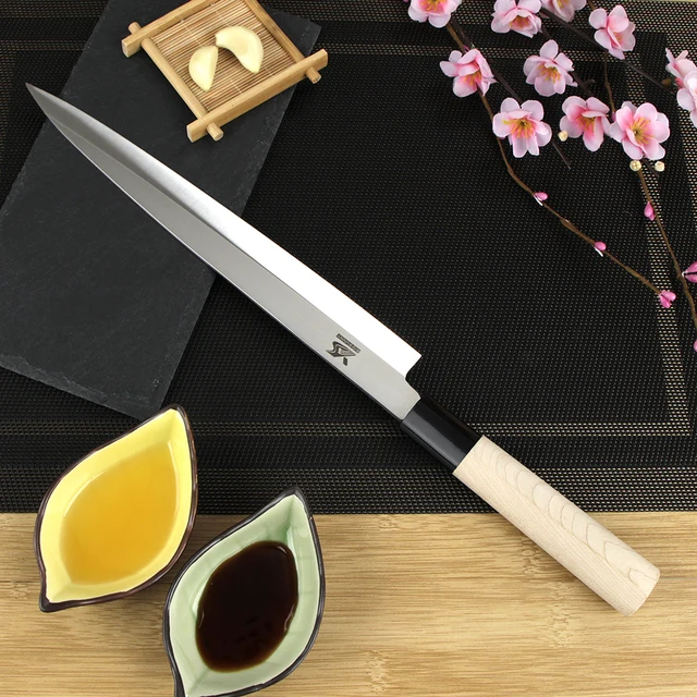 BIGSUNNY Sztućce Sashimi Sushi Fish Nóż - Niemiecki stal DIN: 1.4116 Pro Yanagiba Nóż do krojenia