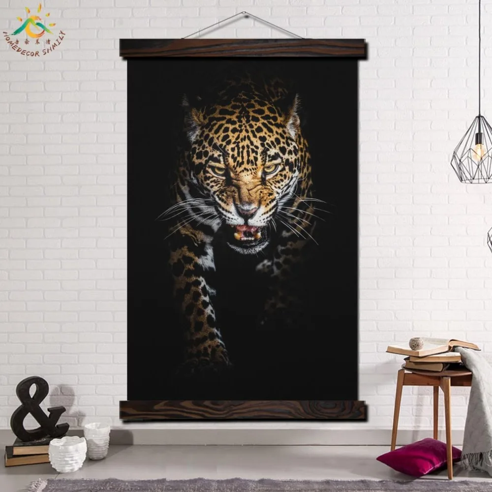 

Hunting Cheetah Single Vintage Posters and Prints Scroll Canvas PaintingWall Art Pictures Framed Home Decoration