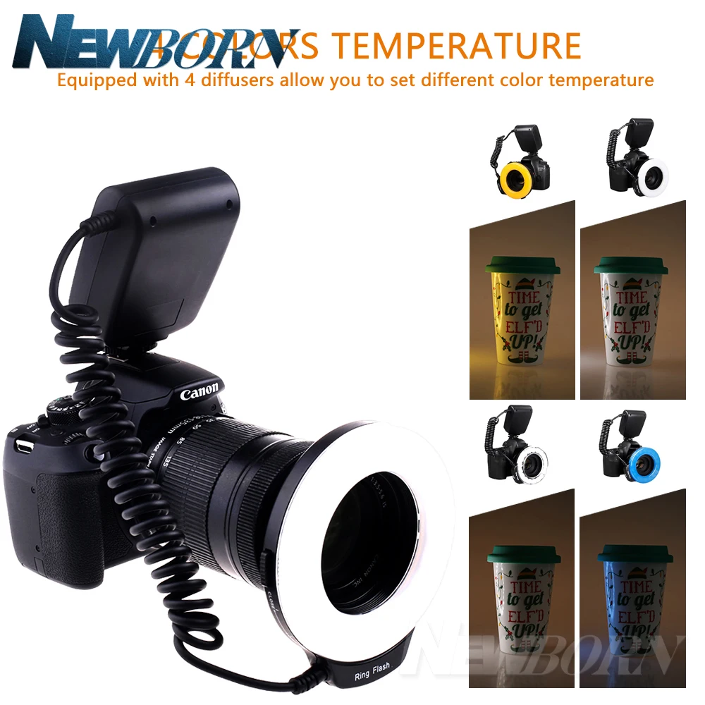 RF-550D 48pcs Makro LED Ring-Bundle mit 8 Adapter Ring für Canon Nikon Pentax Olympus Panasonic DSLR Kamera flash
