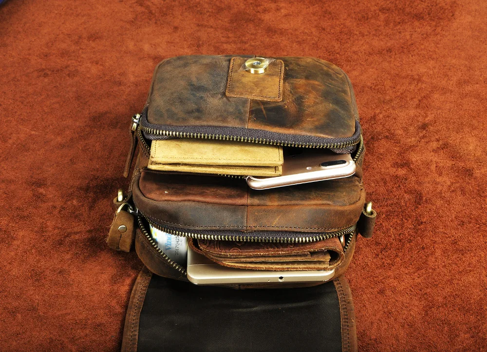 Vintage Genuine Leather Travel Cross-body Satchel Messenger Bag Design Cigarette Case 6\