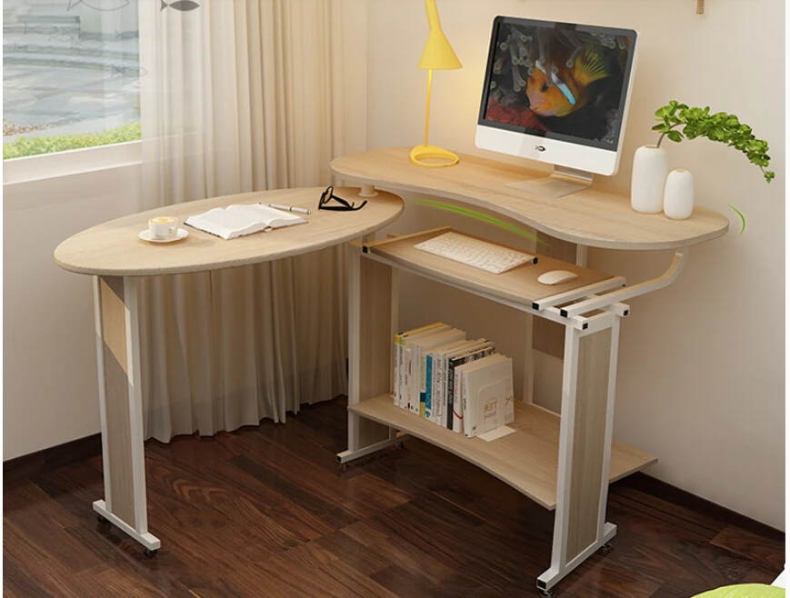 Computer desk.. Double desk corner table table household. Folding mobile environment