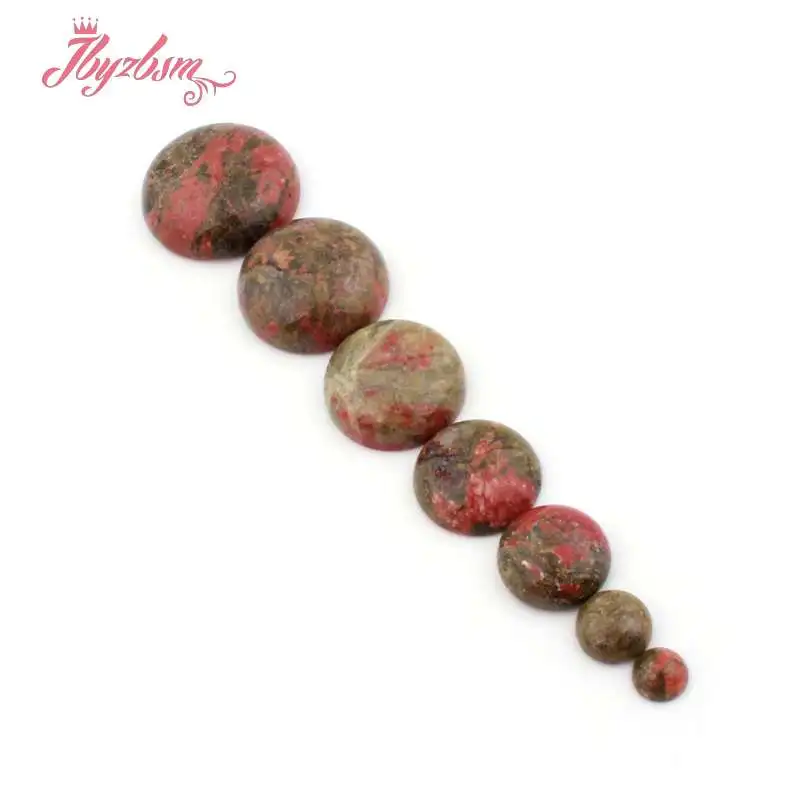 Coin Unakite Beads CAB Cabochon Flatback Dome Undrilled Natural Stone Beads For DIY Pandandt Earring Ring Jewelry Making 5pc