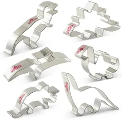 KENIAO Dinosaurier Cookie Cutter - T-Rex, Triceratops, Stegosaurus, Brontosaurus, pterodactyl Keks Brot Form-Edelstahl