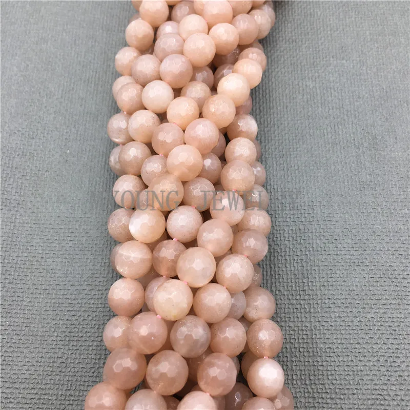 Round Faceted Sunstone Beads,Natural Stone Orange Beads For DIY Jewelry Making, 5 Strands/lot Free Shipping MY0671