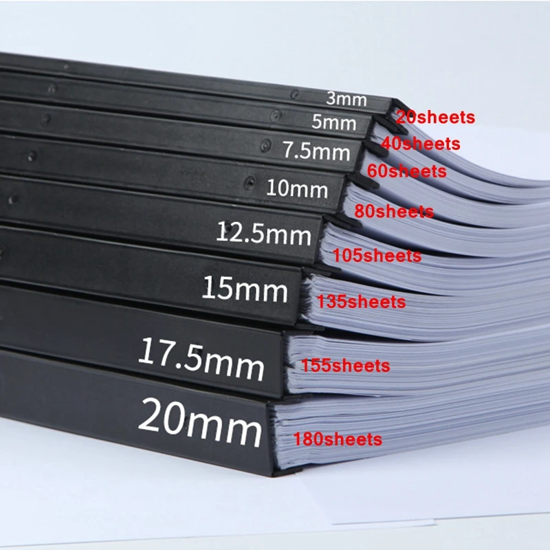 10PCS/LOT Black Blue Plastic Binding Strips  3-35mm(20-325sheets) 10 Holes A4 Comb Binding Machine Suppliers plastic binders