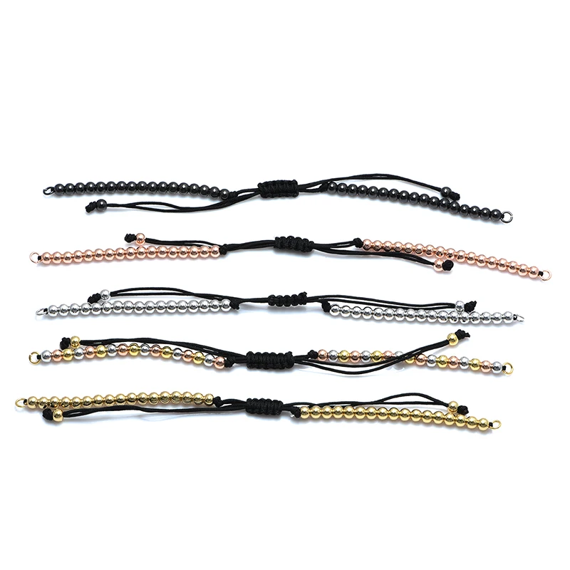 4 Colors Gold Sliver Copper Beads Adjustable Chain Link Accessories for Woman Man Bracelet Jewelry Making