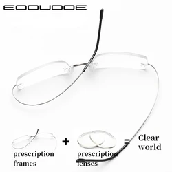 Titanium Prescription Glasses Rimless Glasses Men Fashion Business Titanium Eyeglasses Women  Prescription Glasses