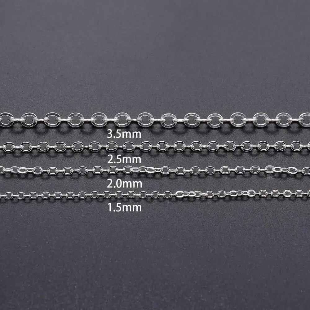 5M 1.5-2.5 mm Copper Oval Link Necklace Chain Gold Plated Chain For Jewelry Making Findings DIY Materials Supplies Wholesale