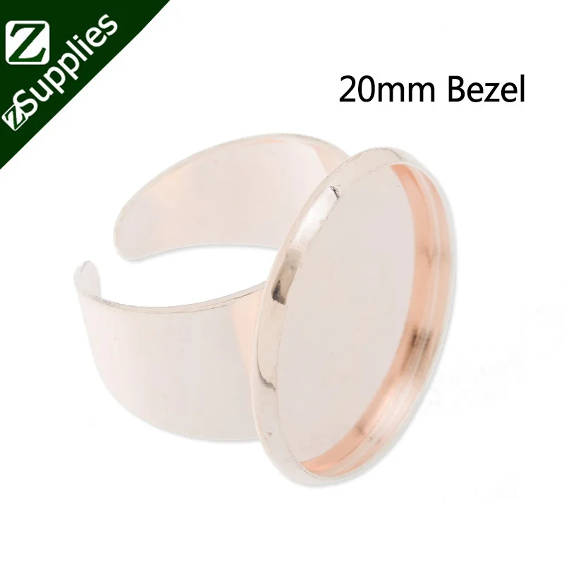 20PCS 2013-2014 new style 20MM Rose Gold Adjustable Ring Blanks Base With bezel,ring blanks -C3142