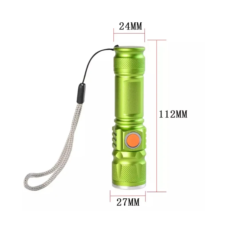 Zoom USB Inside Battery Powerful LED Flashlight Portable Light Rechargeable Tactical Torches