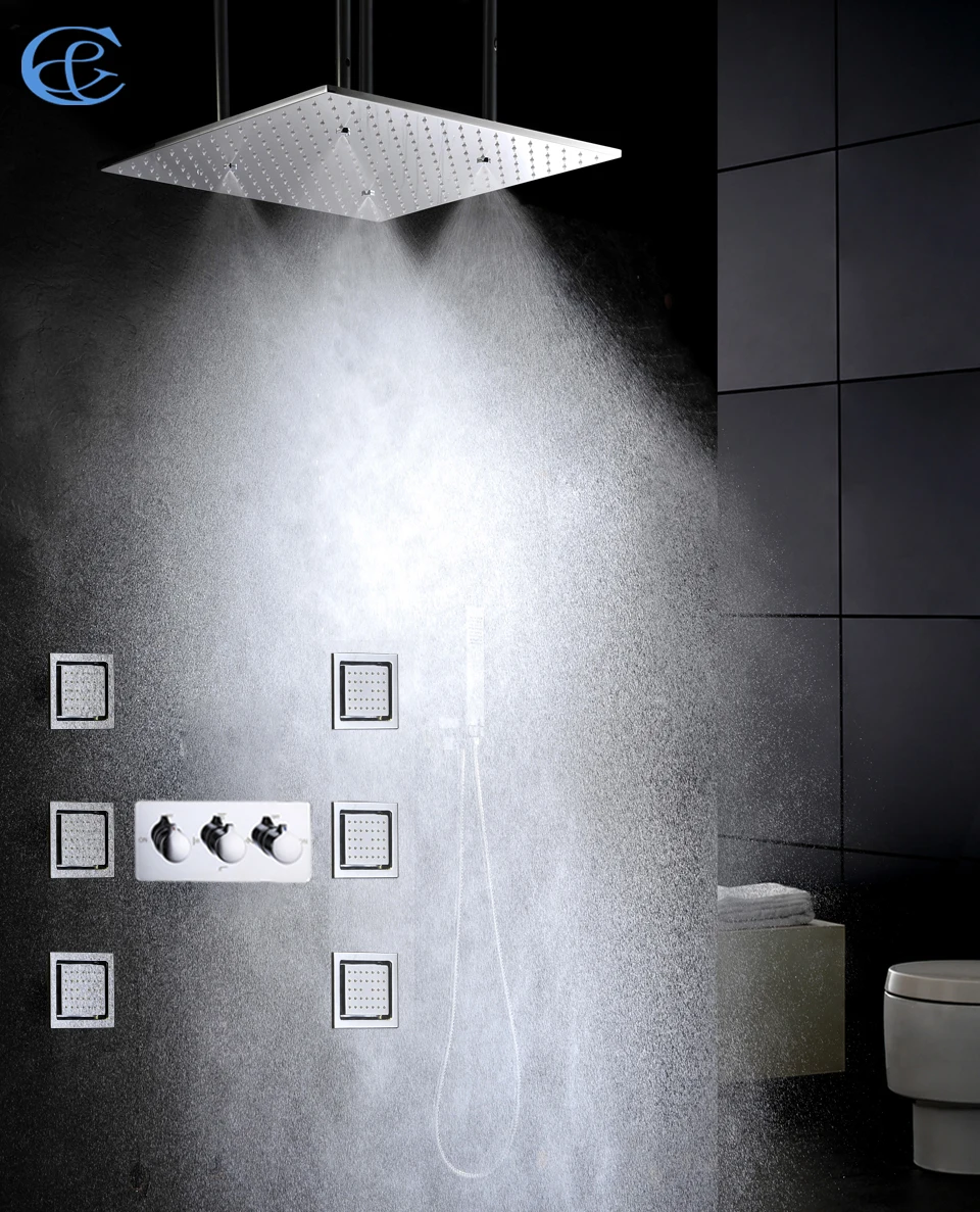 Hot And Cold Bath & Shower Faucet 20 Inch Atomzing And Rain Shower Head Easy-Installation Contemporary Bathroom Shower Set