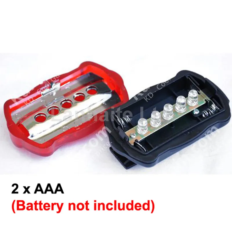 5 x LED 7-Mode Red Safety Bike Rear Light with Mount (2 x AAA) - Red
