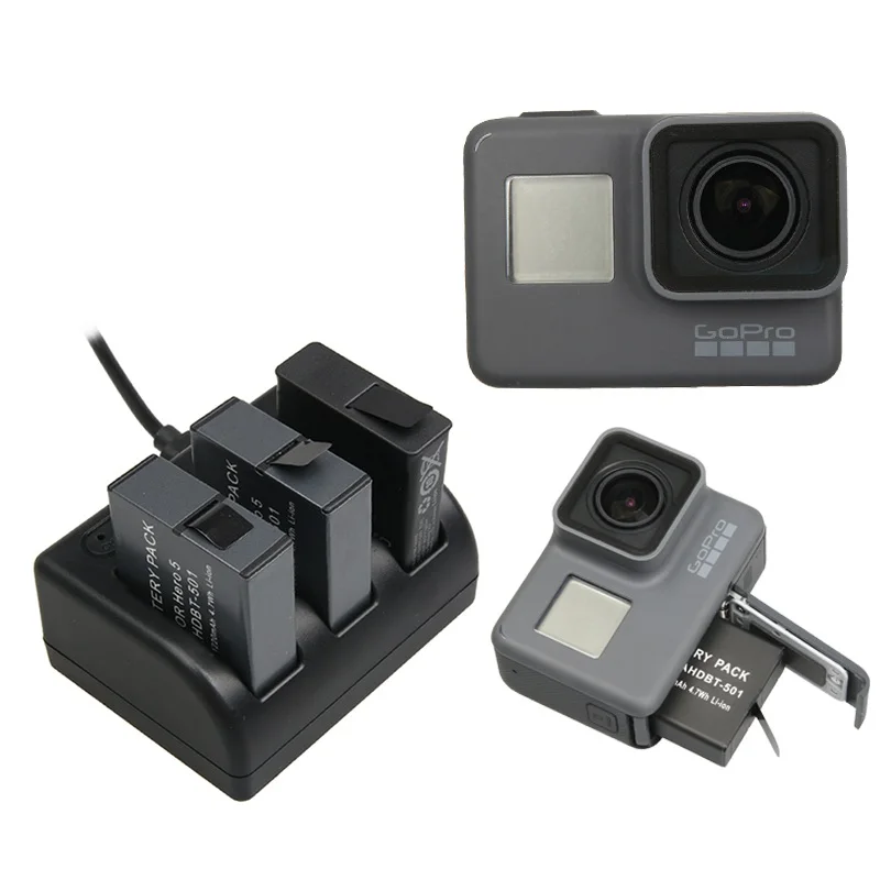 NEW For Gopro HERO Battery Gopro 578 batteries 3-way USB Charger And Battery Case for HERO 6 Action camera Accessories Clownfish