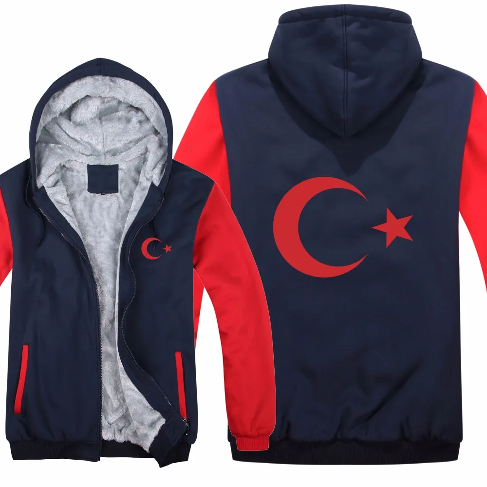 New Winter Turkish flags Hoodies Jacket Men Casual Thick Fleece Country Flag Turkey Sweatshirts Pullover Man Coat