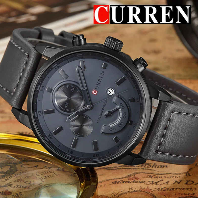 Relogio Masculino Curren Quartz Watch Men 8217 Top Brand Luxury Leather Mens Watches Fashion Casual Sport Clock Men Wristwatches