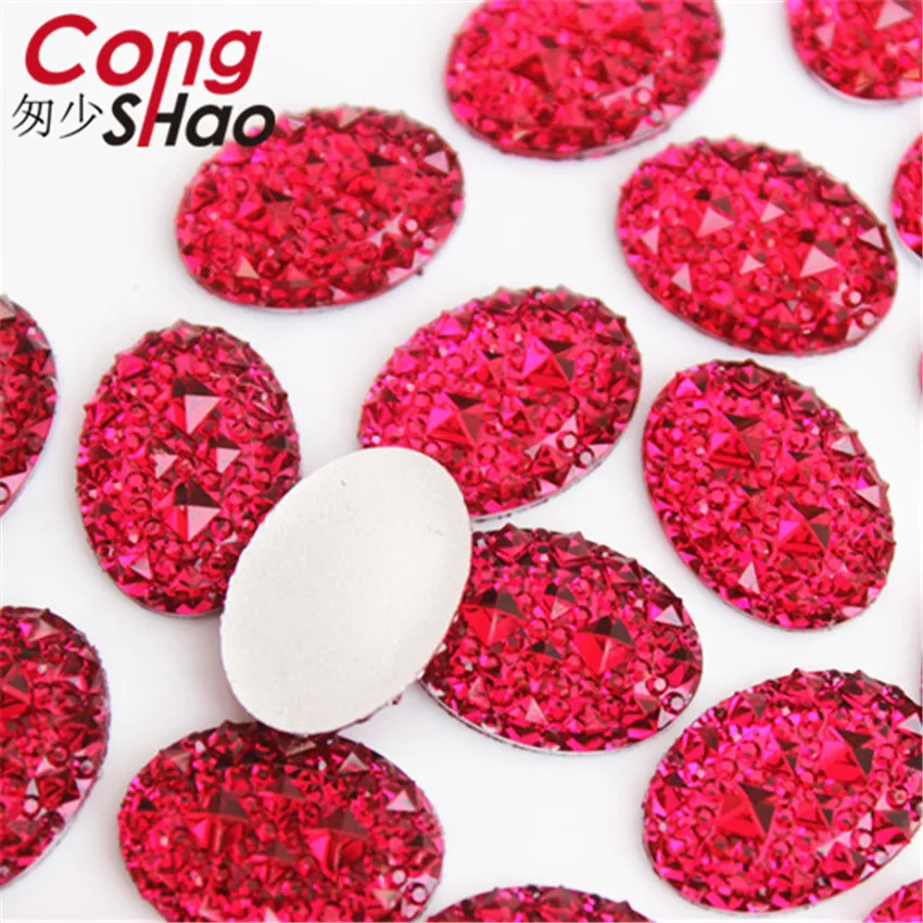 Cong Shao 100pcs 13*18mm Oval Shape Resin Rhinestone stones Crystal Flat Back Beads For Clothes Decoration Craft DIY CS600