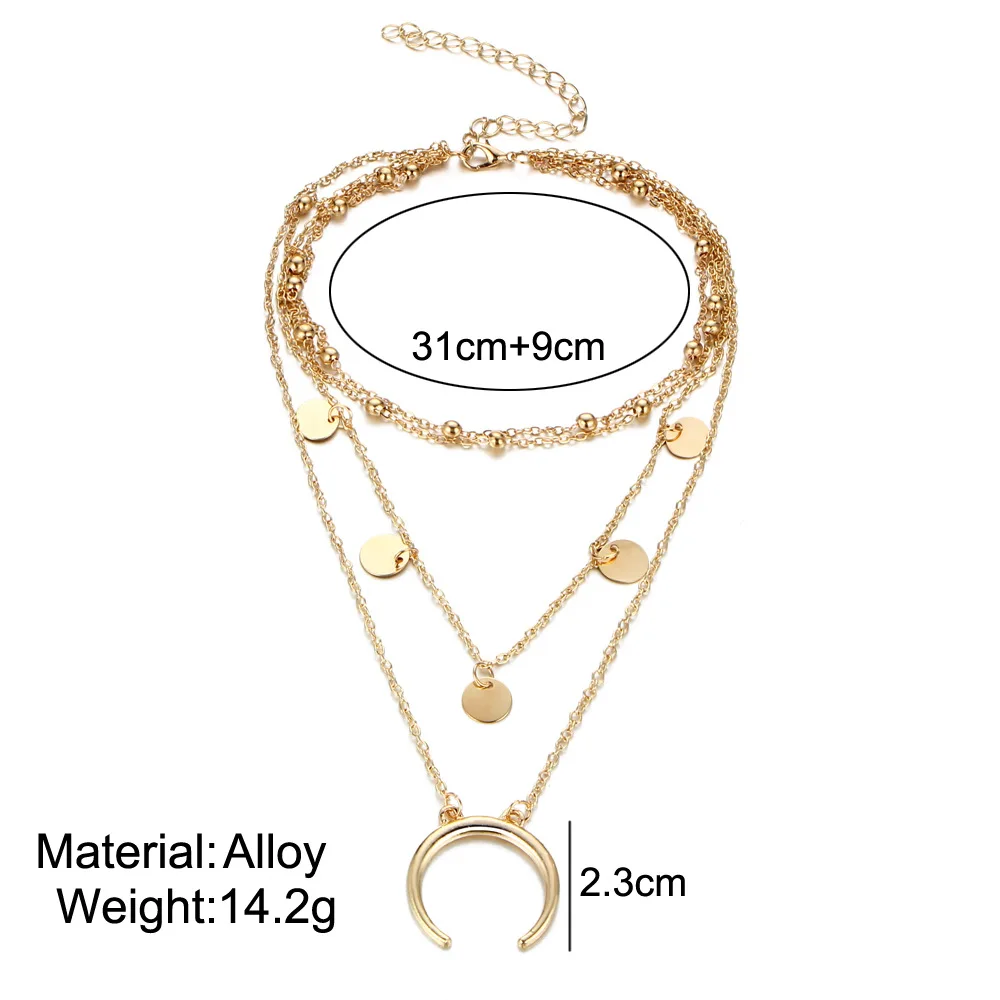 Moon Coin Chocker Boho Chain Multilayer Choker Necklace For Women Necklaces Pendants Collier Femme Bijoux Gargantilha Kolye