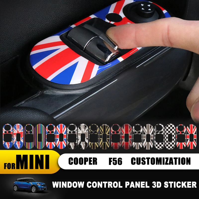 Union Jack Door Window Lifter Switch Control Panel Cover Stickers Decal for Mini Cooper S JCW One F56 Stickers Car Accessories