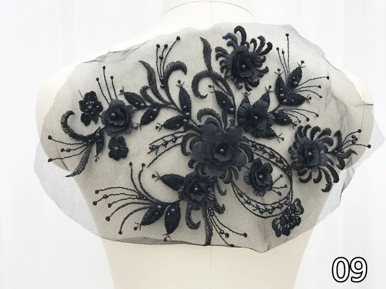 2 Stück/Set Neue Mode Stickerei Perlen Pailletten Spitzenblume, Kinderkleid, Kostüm, DIY Spitzenzubehör 36*21cm RS1868 – Detail 18