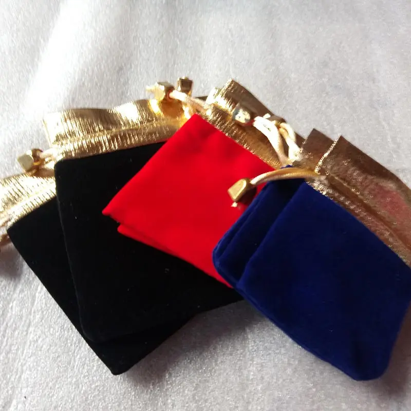 

20pcs 7x9cm Gold Bead Jewelry Bags Pouch Velvet Bags Jewellery Pouches Gift Bag For Christmas/wedding Drawstring Packaging Bag