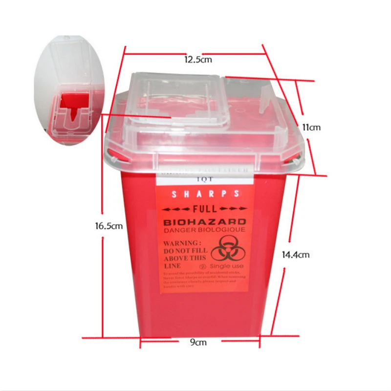 1 Pcs Tattoo Medical Plastic Sharps Container Biohazard Needle Disposal 1L Size Waste Box For Tattooing Artists