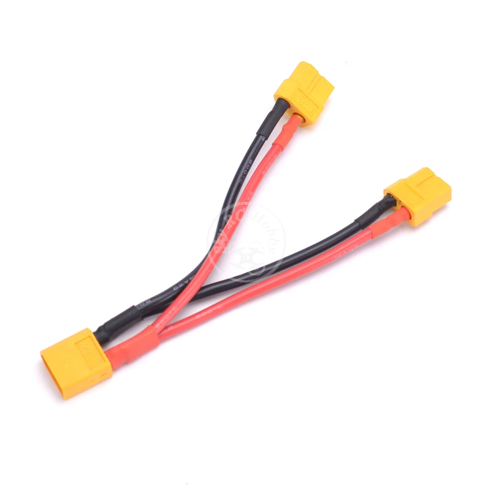 XT60 Male to Dual Female Parallel Connector Y Splitter Cable Wire 14AWG 1 Male to 2 Female for RC Lipo Battery