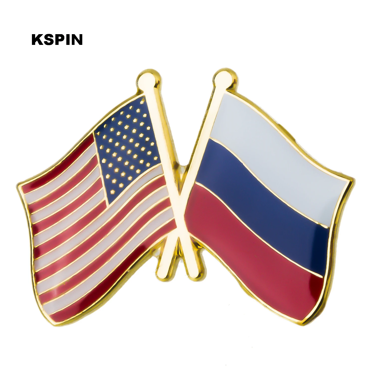 U.S.A Russia Friendship Flag Metal Pin Badges Decorative Brooch Pins for Clothes