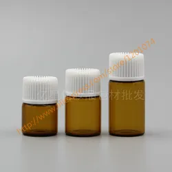 1ml/2ml/3ml Amber Glass Essential Oil Bottle With White Plastic Screw Cap.Essential Oil Container,Mini Container,Sample Bottle