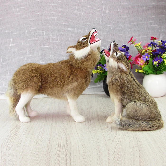 

simulation wolf model ,plastic&furry fur yellow wolf handicraft,home decoration toy Xmas gift w5865