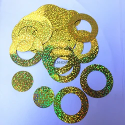 50g Laser Gold Large Round Circle Sequins 50mm PVC Flat Hologram For Crafts Wedding Decoration 2pcs Set