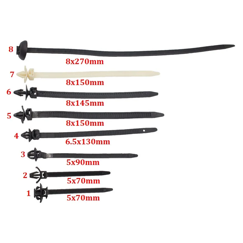 Car Universal Releasable Straps Fixed Car Cable Zip Tie Fastening Ties Push Mount Wire Tie Retainer Clip Clamp