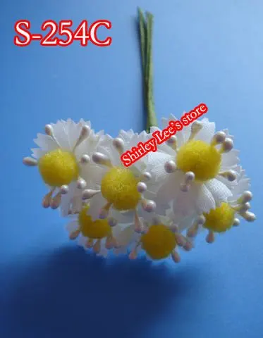 Wholesale--144 Bunches=864pcs SMALL DAISY  Bunch  Silk Field Daisy Bunch in WHITE(S-254C), FLORAL FILLER*(Free shipping BY EMS)*