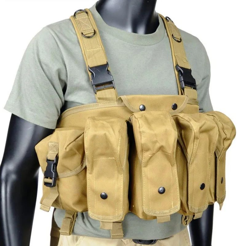 Outdoor Chest Rig AK 47 Magazine Carrier Pouch CS Wargame Paintball Hiking Hunting Vest