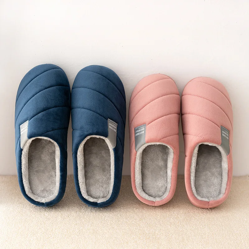 

Lovers Indoor Slippers Warm Plush Soft Bottom Women Men Home Bedroom Slippers 2023 Winter Warm Shoes Woman Floor Slides SH071701