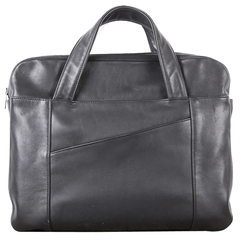 Men Briefcase Bags Genuine Leather Handbag Zipper Business 14 Inches Laptop Tote Shoulder Pack Cowhide Messenger Bags Portfolio