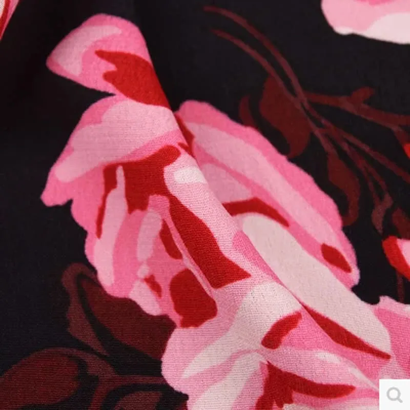 Nizza di Fondo Nero Fiore di Rosa Stampato Tessuto di Cotone Giapponese Tessuto di Cotone Quilting Patchwork Cucito Mterial Vestito FAI DA TE