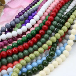 15 colors 8mm round baking paint glass loose beads fit diy necklace/bracelet for women accessories spacers jewelry 15inch B3248