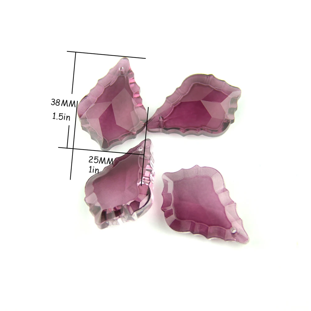 38/50mm 10pcs/60pcs/100pcs cristallo colorato foglia d\'acero vetro illuminazione lampadario prisma parti pendente per la decorazione domestica