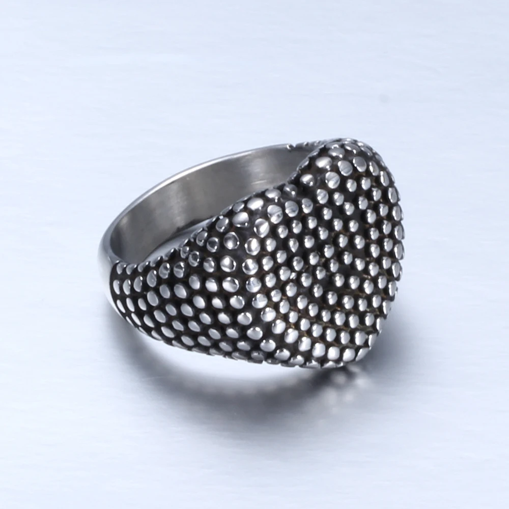 New Heart Black Small Dot  Stainless Steel Jewelry Ring Size 7-12 Punk Rock Mens Biker Rings Vintage Gothic Jewelry For Men