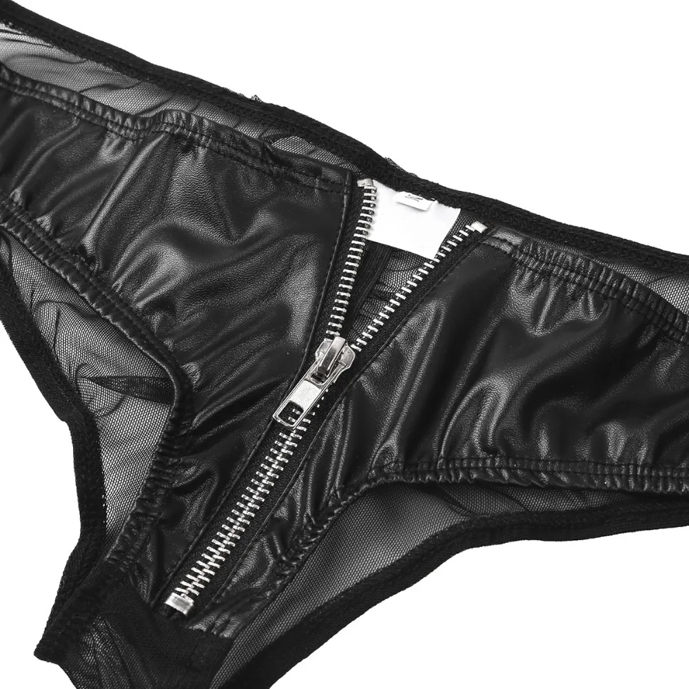 Comeondear Zipper Crotchless Fetish Leather Shorts For Sexy Erotic Porn Underwear Glossy Wetlook Latex Mini Hot Panties Sexi